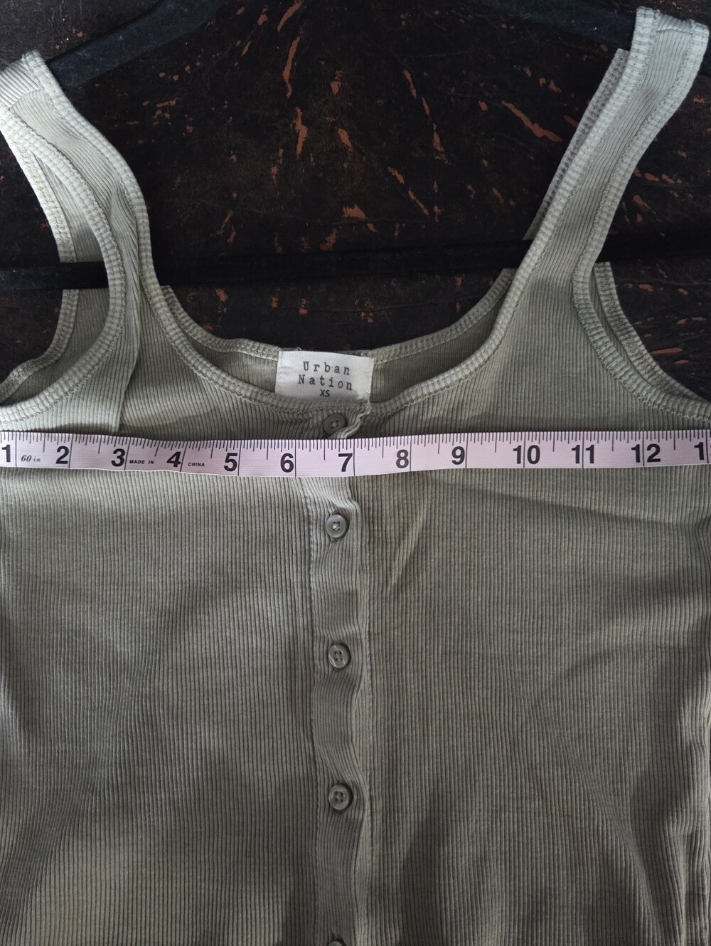 Urban Nation Extra Small Sage Green Ribbed Button-Front Tank Top - Picture 4 of 6